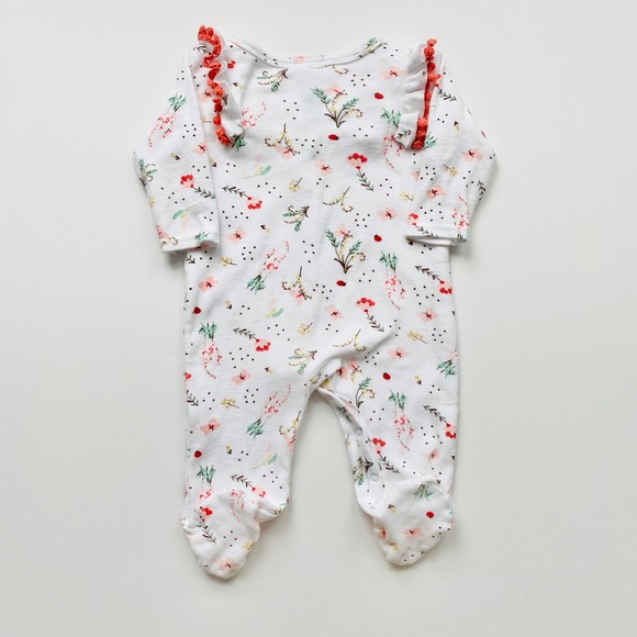 Baby Girl Floral Fringe Shoulder Footed Sle… - Picture 3 of 5